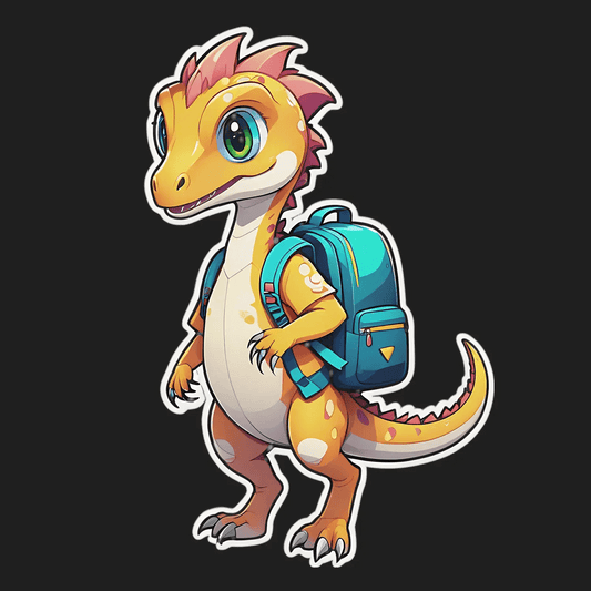 Cute Dinosaur Backpack - Sticker - Heat Press Transfer