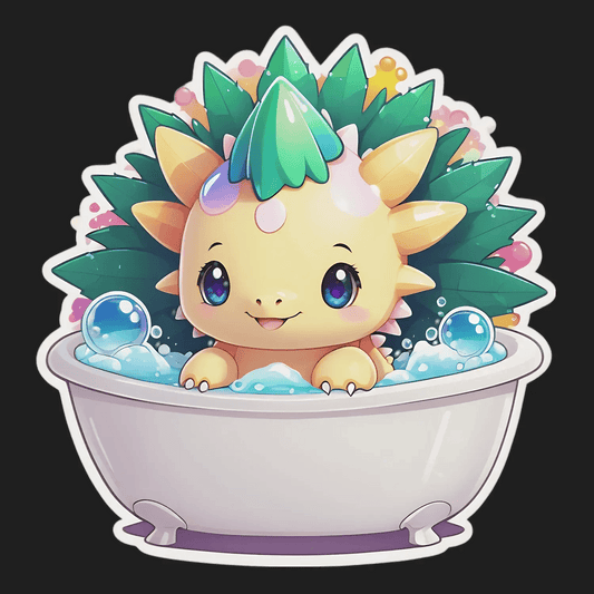 Cute Dinosaur Bath - Sticker - Heat Press Transfer