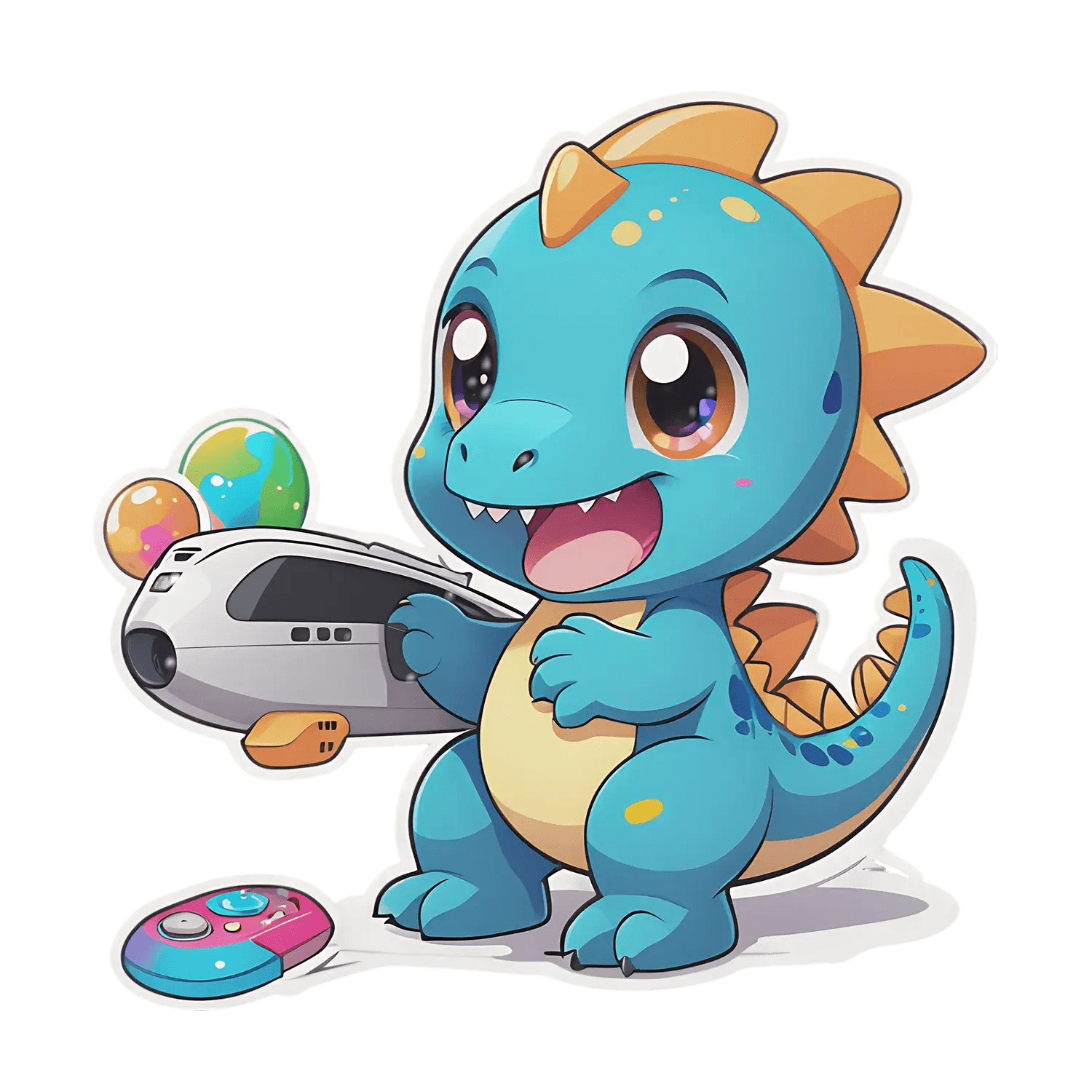 Cute Dinosaur Gamer - Sticker - Heat Press Transfer