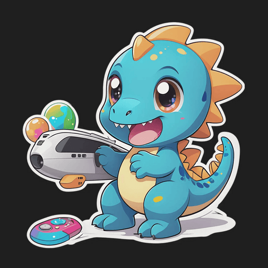 Cute Dinosaur Gamer - Sticker - Heat Press Transfer