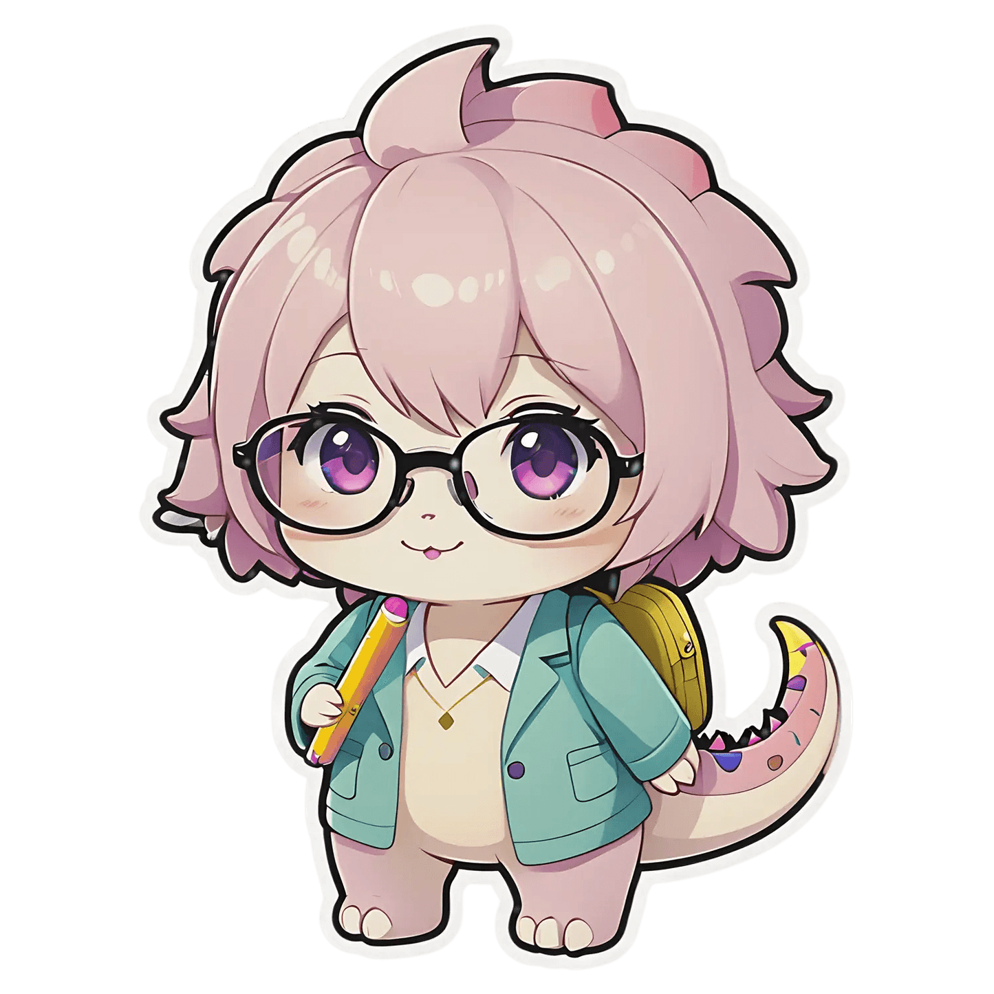 Cute Dinosaur Girl - Sticker - Heat Press Transfer