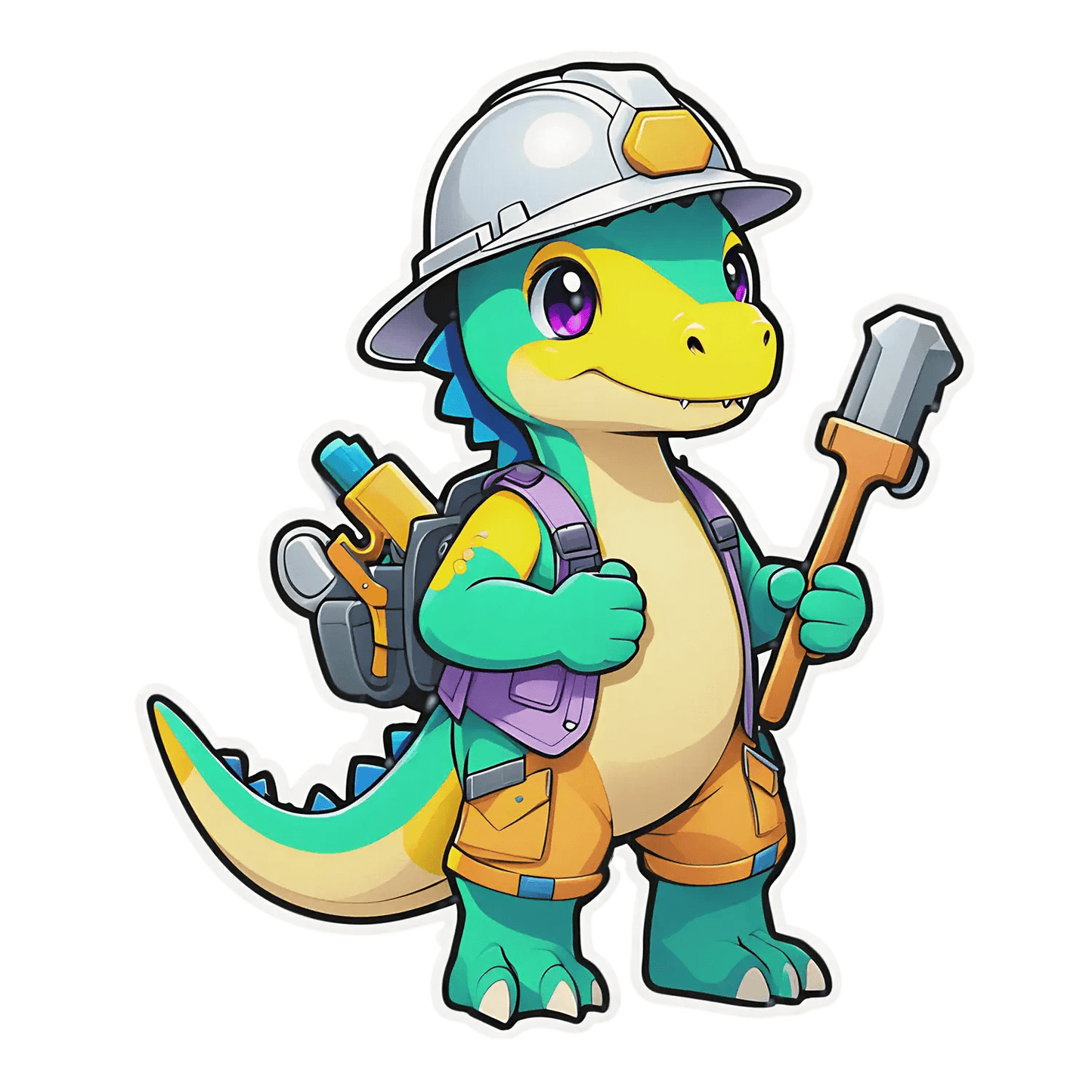 Cute Dinosaur - Handyman Sticker - Heat Press Transfer