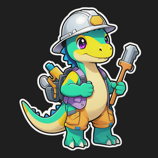 Cute Dinosaur - Handyman Sticker - Heat Press Transfer