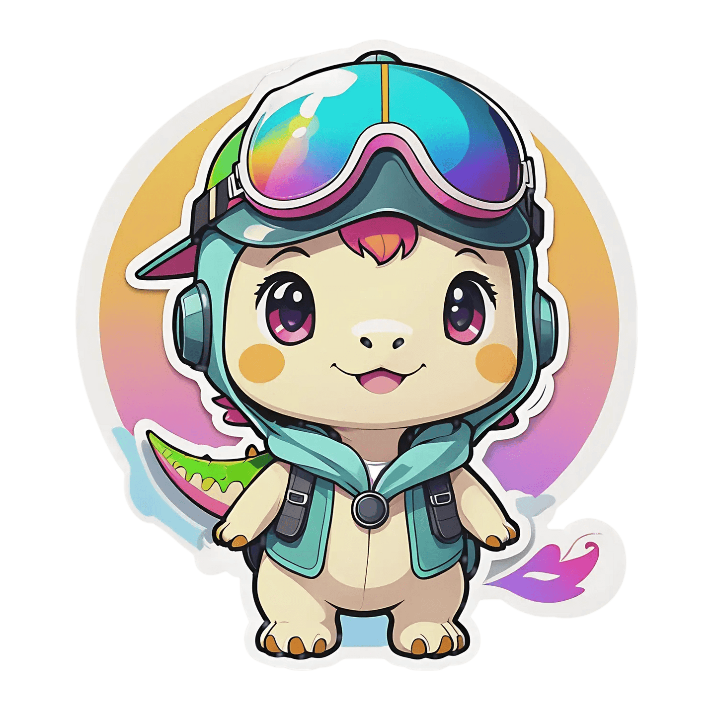 Cute Dinosaur Pilot - UV DTF Sticker - Heat Press Transfer