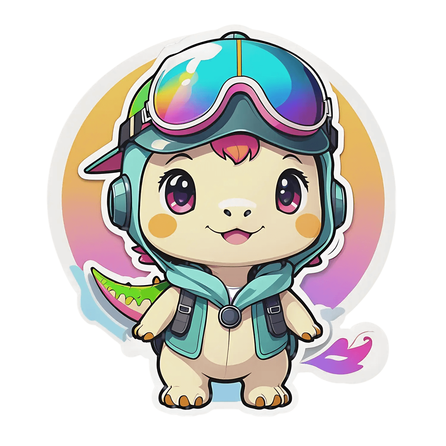 Cute Dinosaur Pilot - UV DTF Sticker - Heat Press Transfer