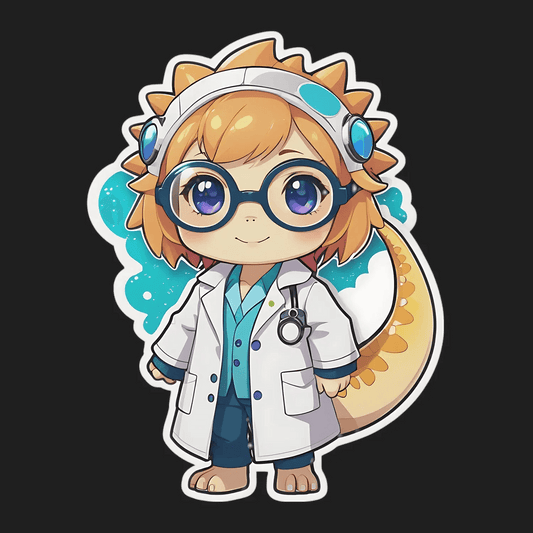 Cute Doctor Dinosaur - UV DTF Sticker - Heat Press Transfer