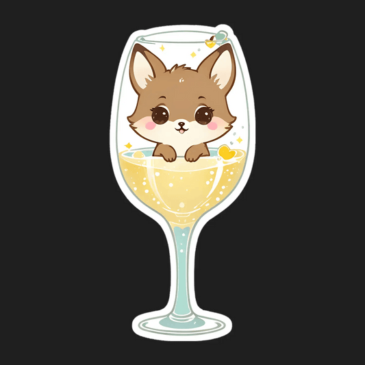 Cute Dog Wine Glass - Sticker - Heat Press Transfer