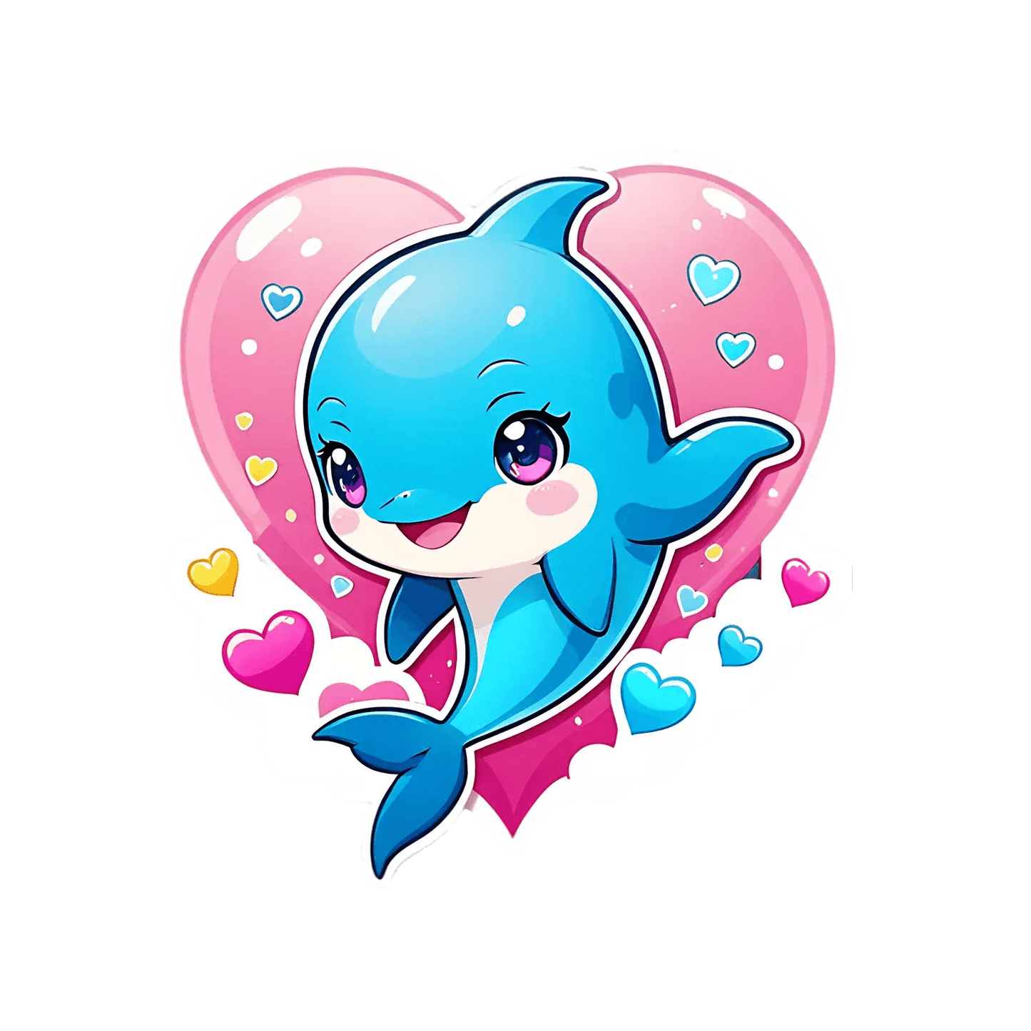 Cute Dolphin Heart - Sticker - Heat Press Transfer
