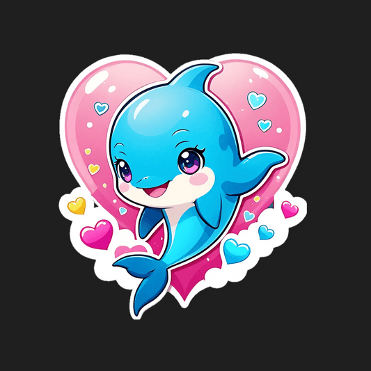 Cute Dolphin Heart - Sticker - Heat Press Transfer