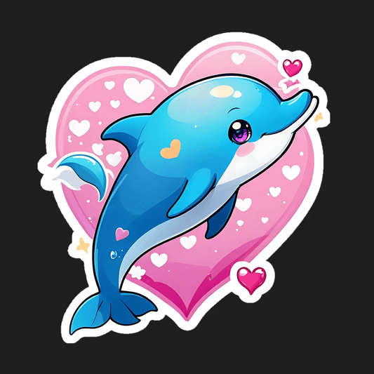 Cute Dolphin Love - Sticker - Heat Press Transfer