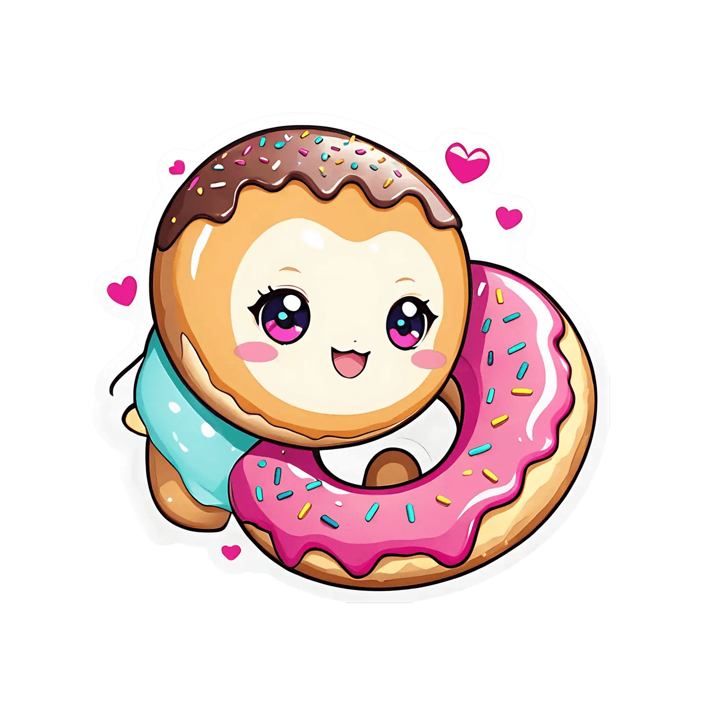 Cute Donut Character - Sticker - Heat Press Transfer