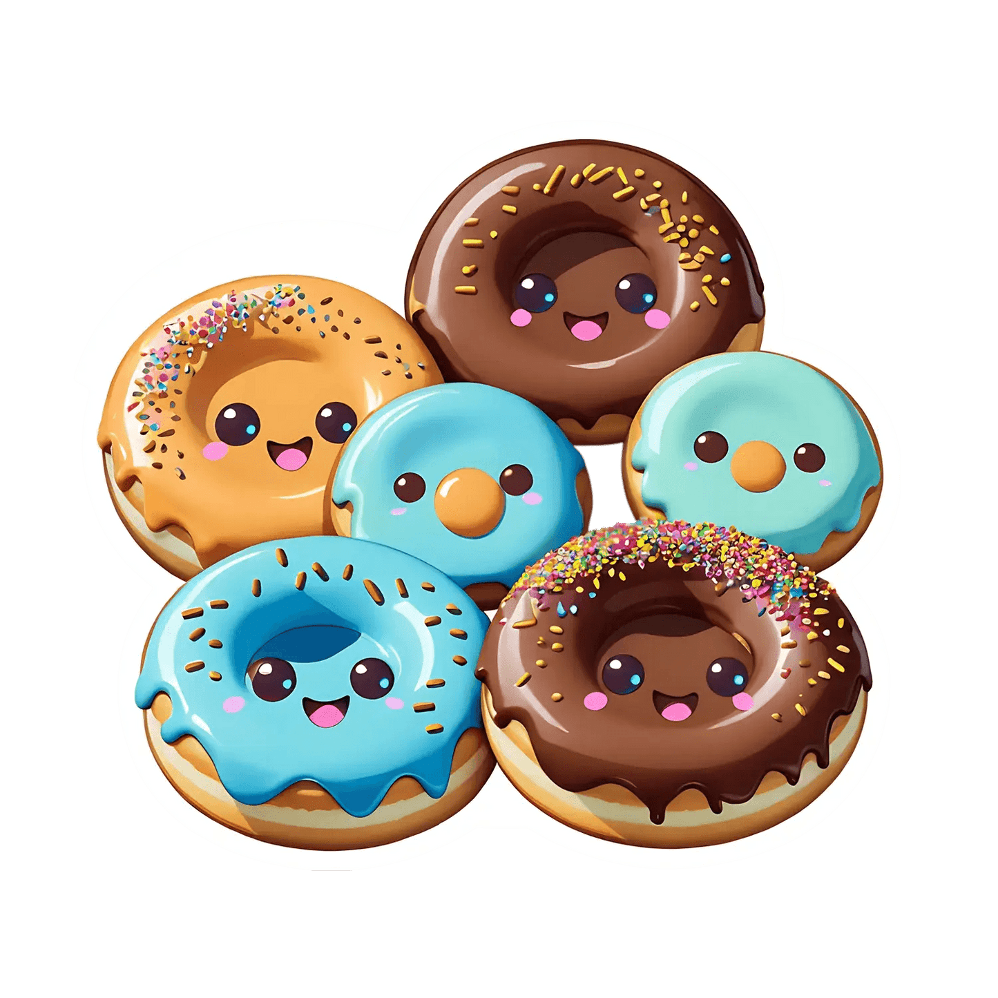 Cute Donut Faces - Sticker - Heat Press Transfer
