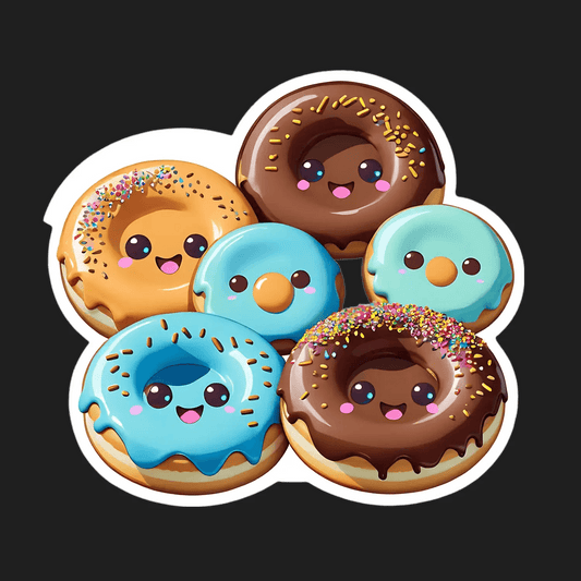 Cute Donut Faces - Sticker - Heat Press Transfer