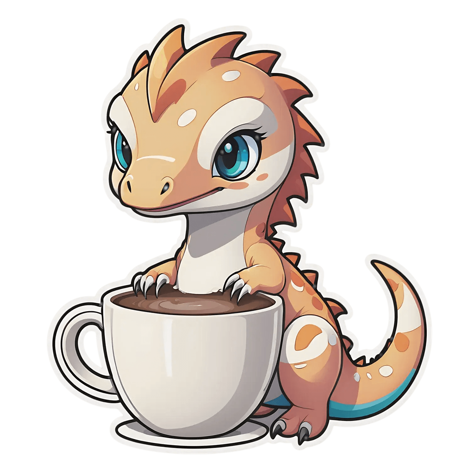 Cute Dragon Coffee - Sticker - Heat Press Transfer