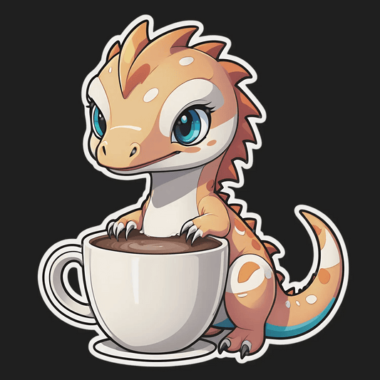 Cute Dragon Coffee - Sticker - Heat Press Transfer