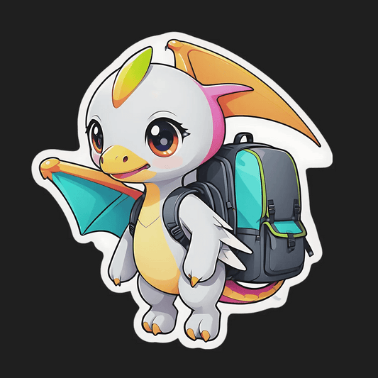 Cute Dragon Sticker - Colorful Backpack Design - Heat Press Transfer