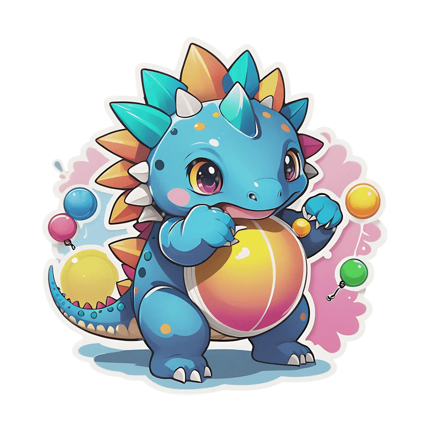 Cute Dragon Sticker - Colorful Fantasy Decor - Heat Press Transfer