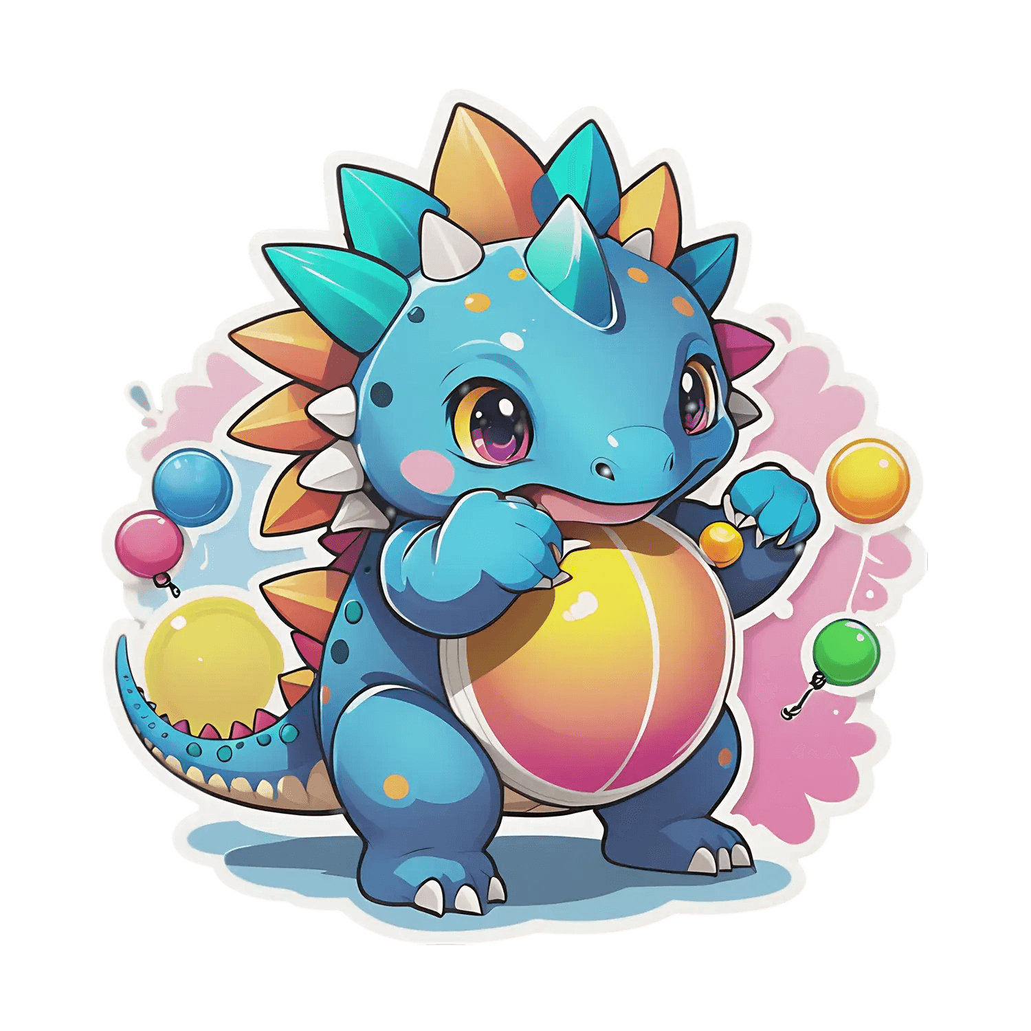 Cute Dragon Sticker - Colorful Fantasy Decor - Heat Press Transfer