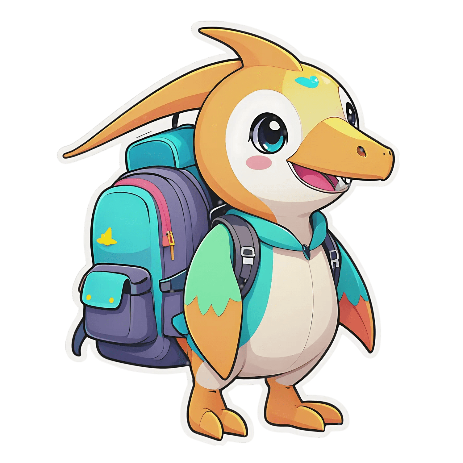 Cute Duckling Backpack - Sticker - Heat Press Transfer