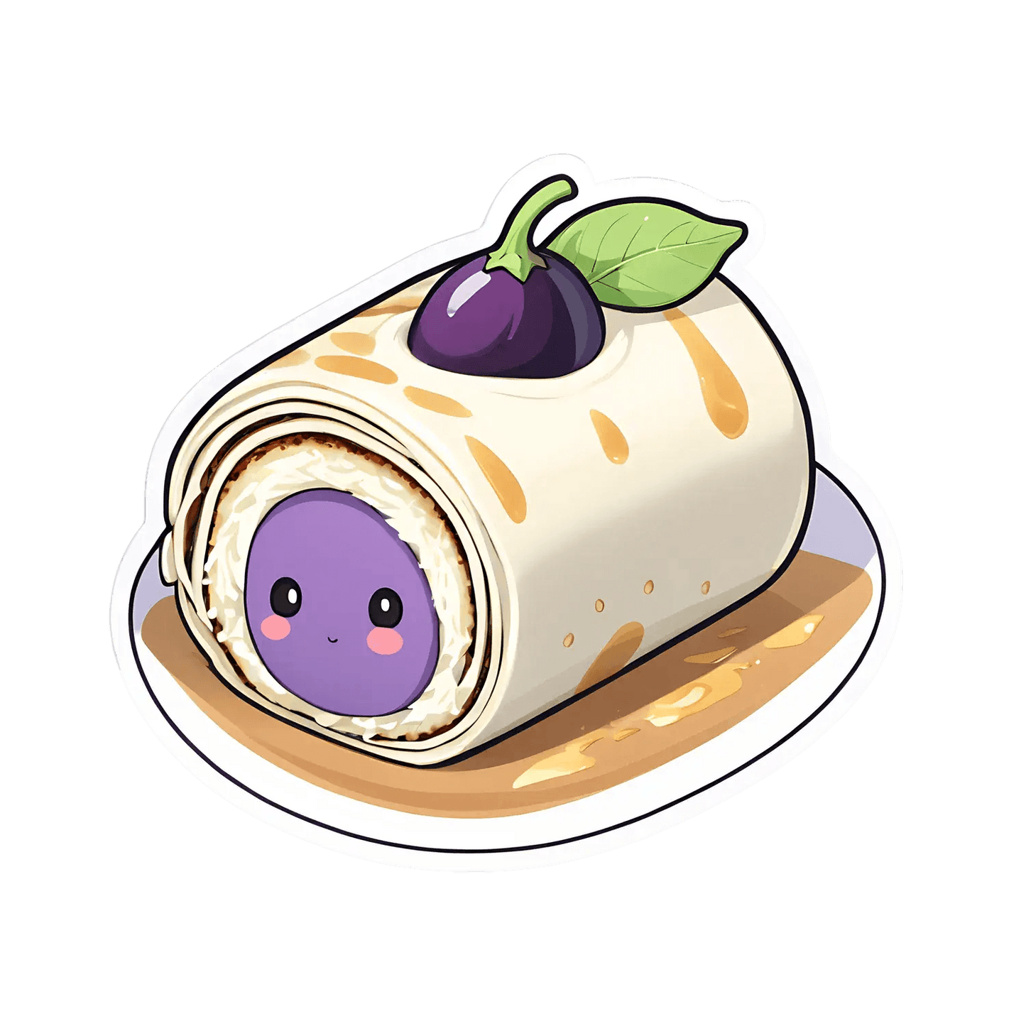 Cute Eggplant Burrito - Sticker - Heat Press Transfer