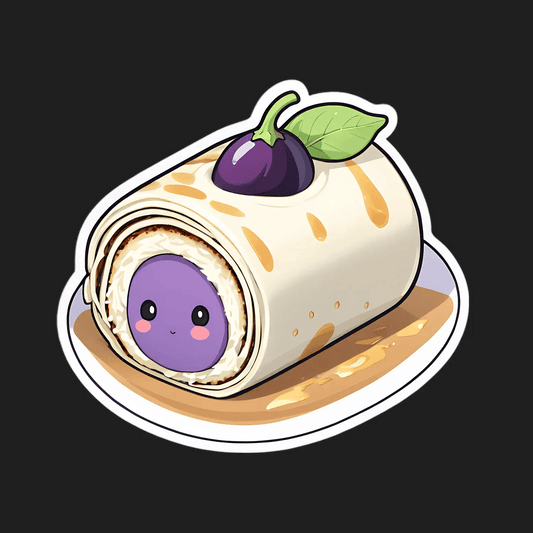 Cute Eggplant Burrito - Sticker - Heat Press Transfer