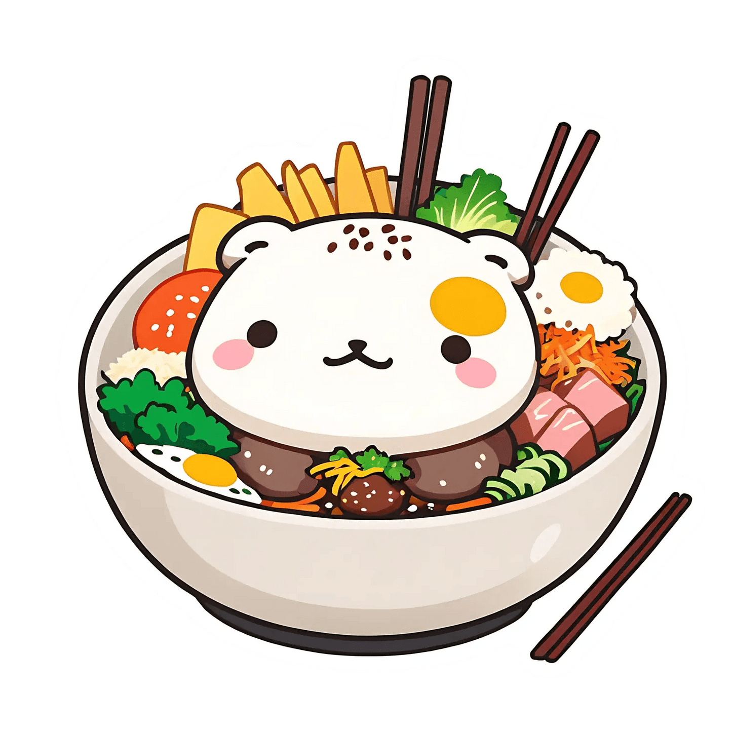 Cute Food Bowl - Sticker - Heat Press Transfer