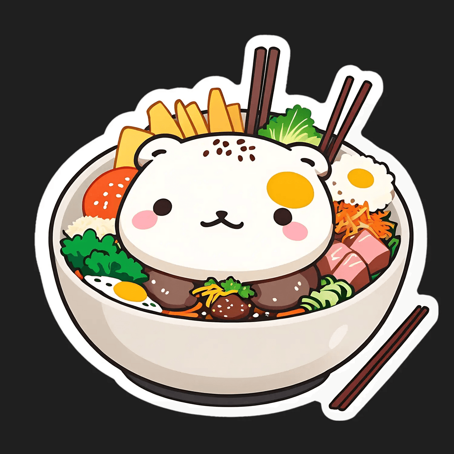 Cute Food Bowl - Sticker - Heat Press Transfer