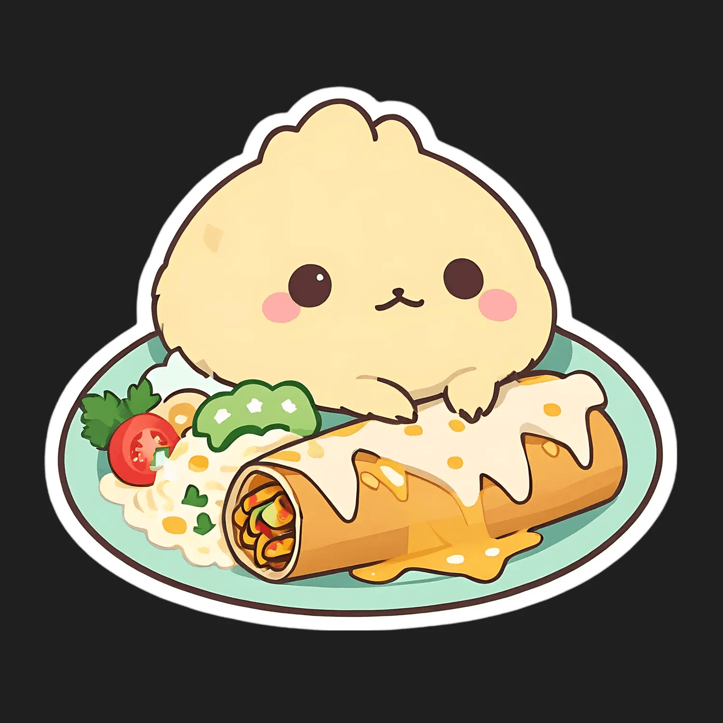 Cute Foodie - Sticker: Adorable UV DTF Chewy Burrito - Heat Press Transfer