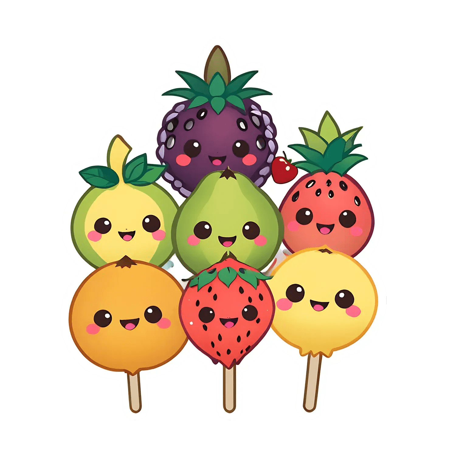 Cute Fruit Faces - Sticker - Heat Press Transfer