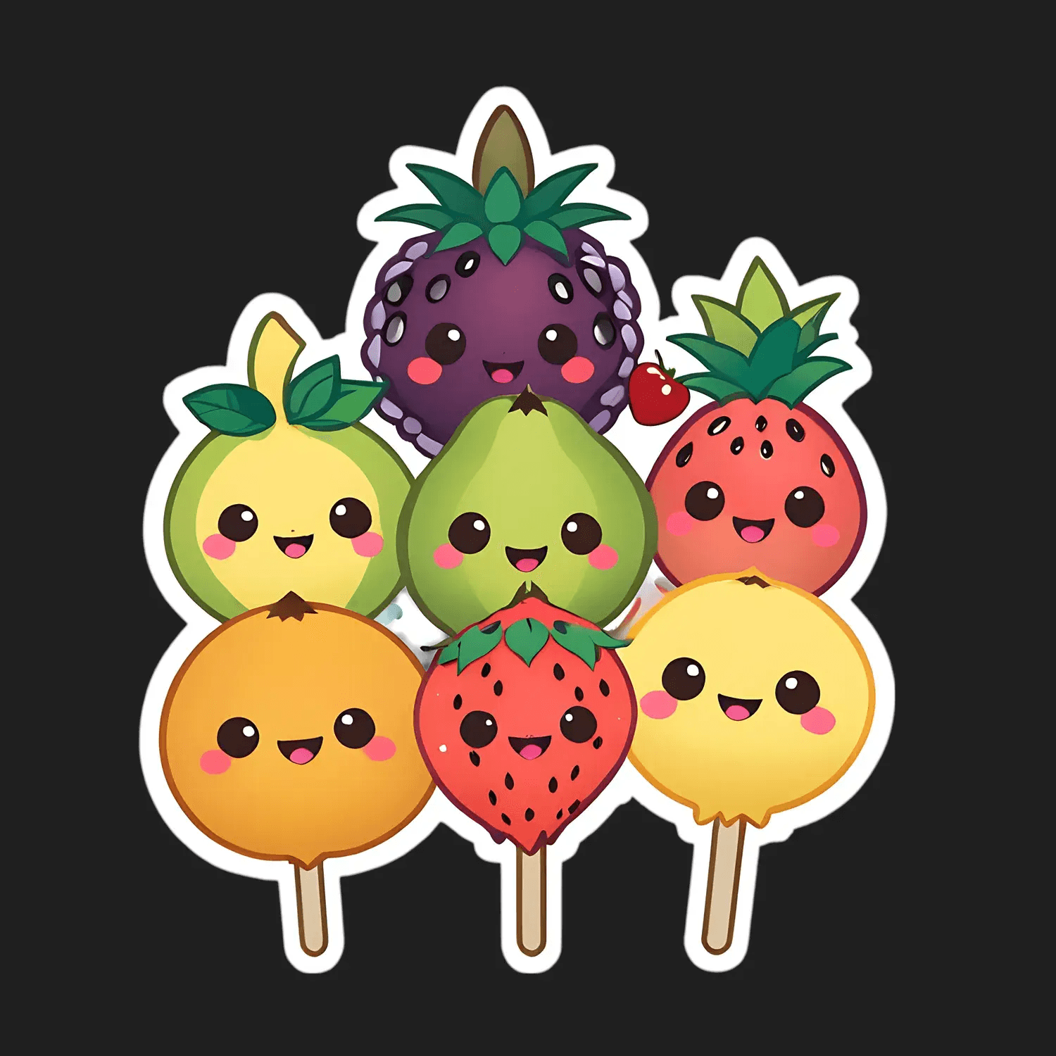 Cute Fruit Faces - Sticker - Heat Press Transfer