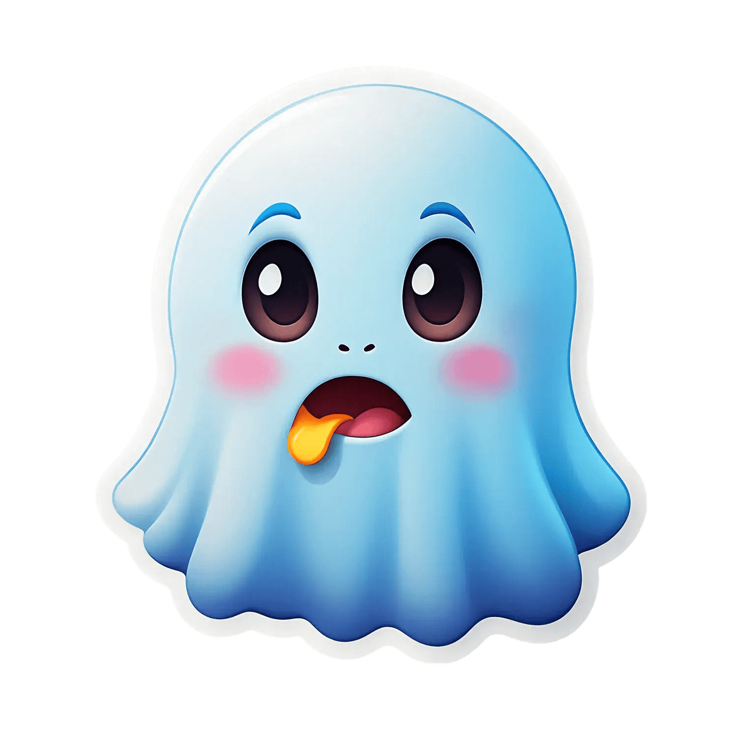 Cute Ghost Emoji Sticker - Vibrant UV DTF - Heat Press Transfer