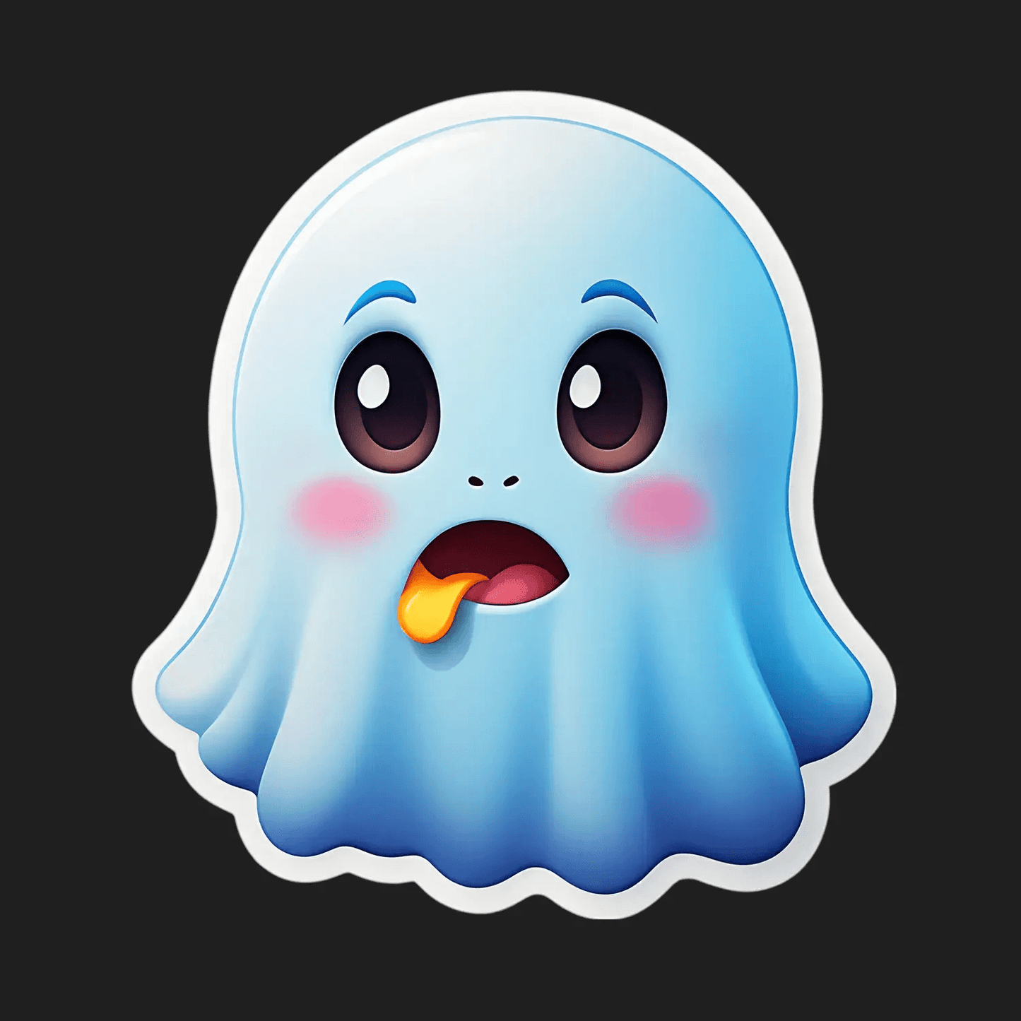 Cute Ghost Emoji Sticker - Vibrant UV DTF - Heat Press Transfer