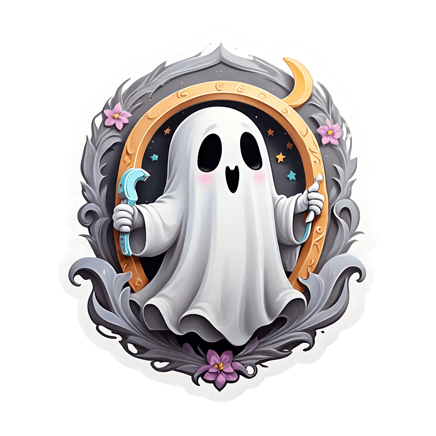 Cute Ghost - UV DTF Sticker - Heat Press Transfer