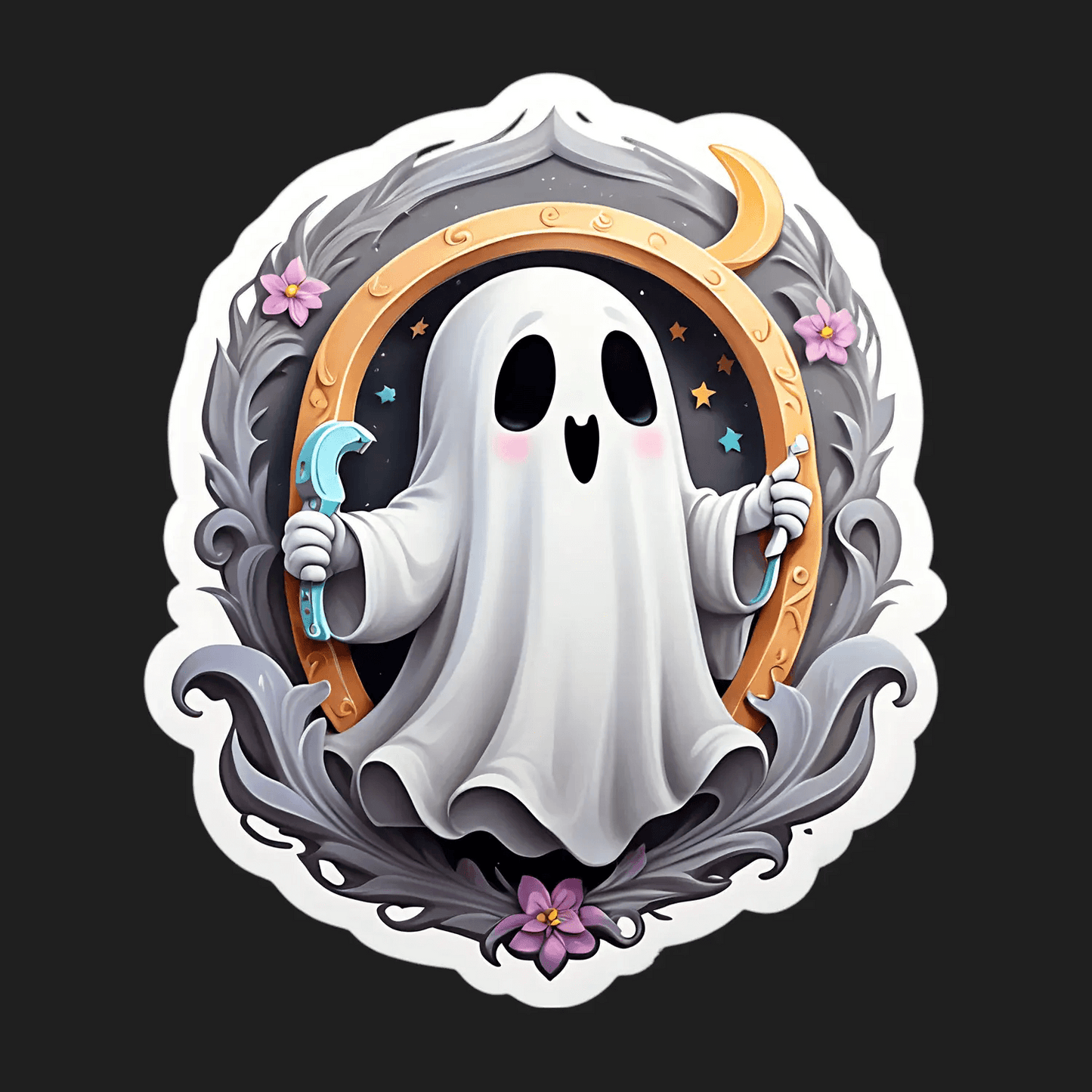 Cute Ghost - UV DTF Sticker - Heat Press Transfer