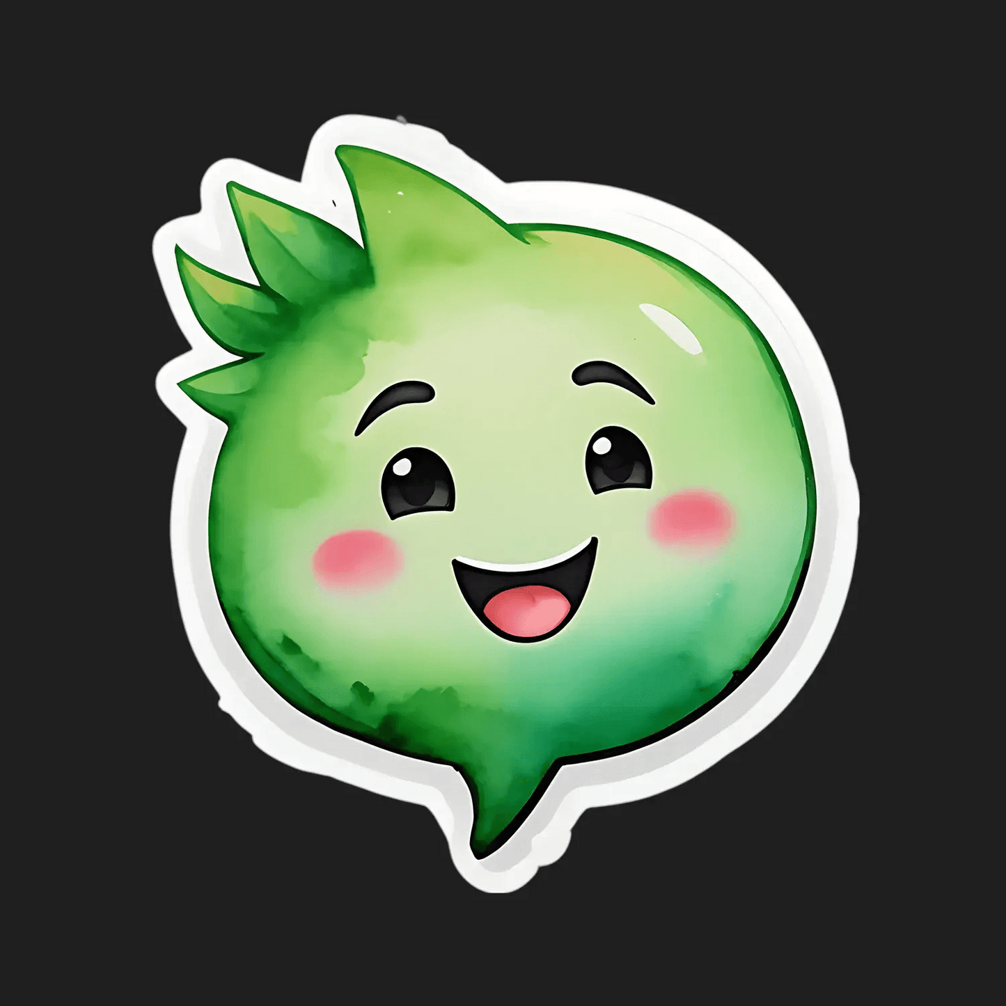 Cute Green Onion - Cartoon Character Sticker - Heat Press Transfer