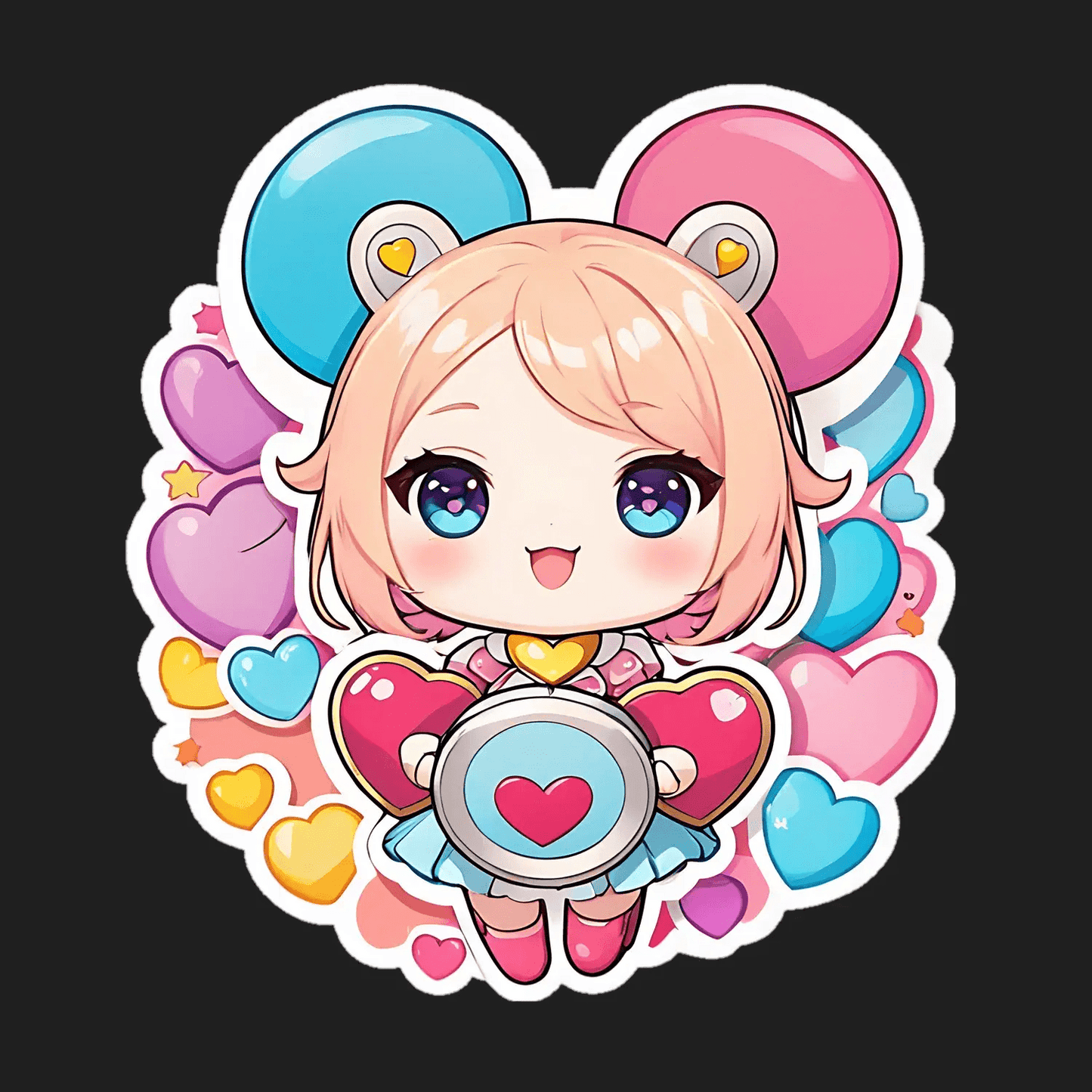Cute Heart Anime - UV DTF Sticker - Heat Press Transfer