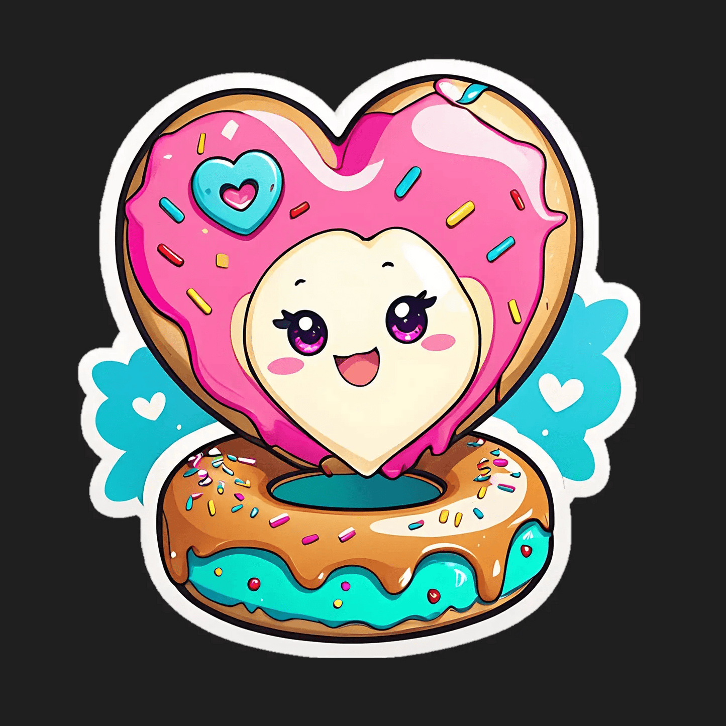 Cute Heart Donut - Sticker - Heat Press Transfer