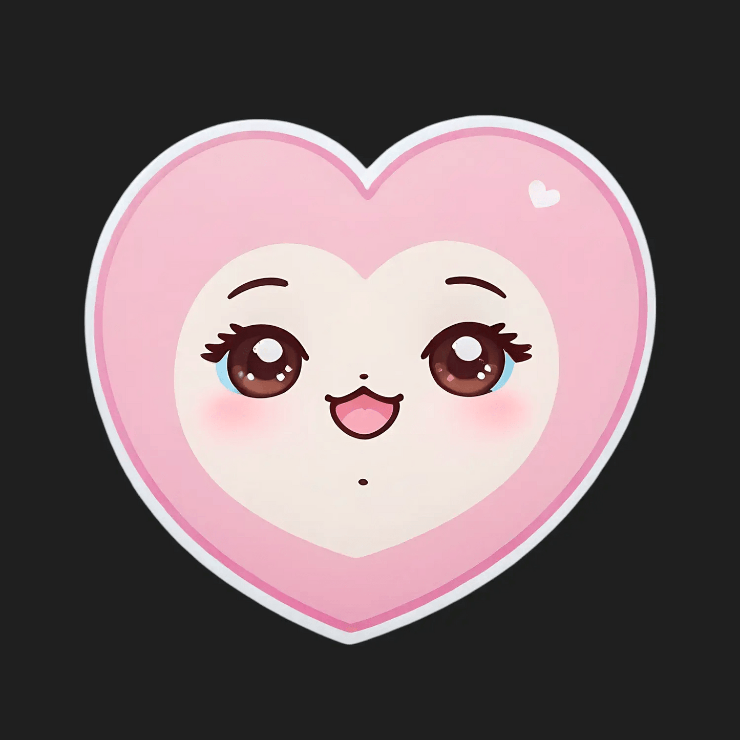 Cute Heart Face - Pink Sticker - Heat Press Transfer