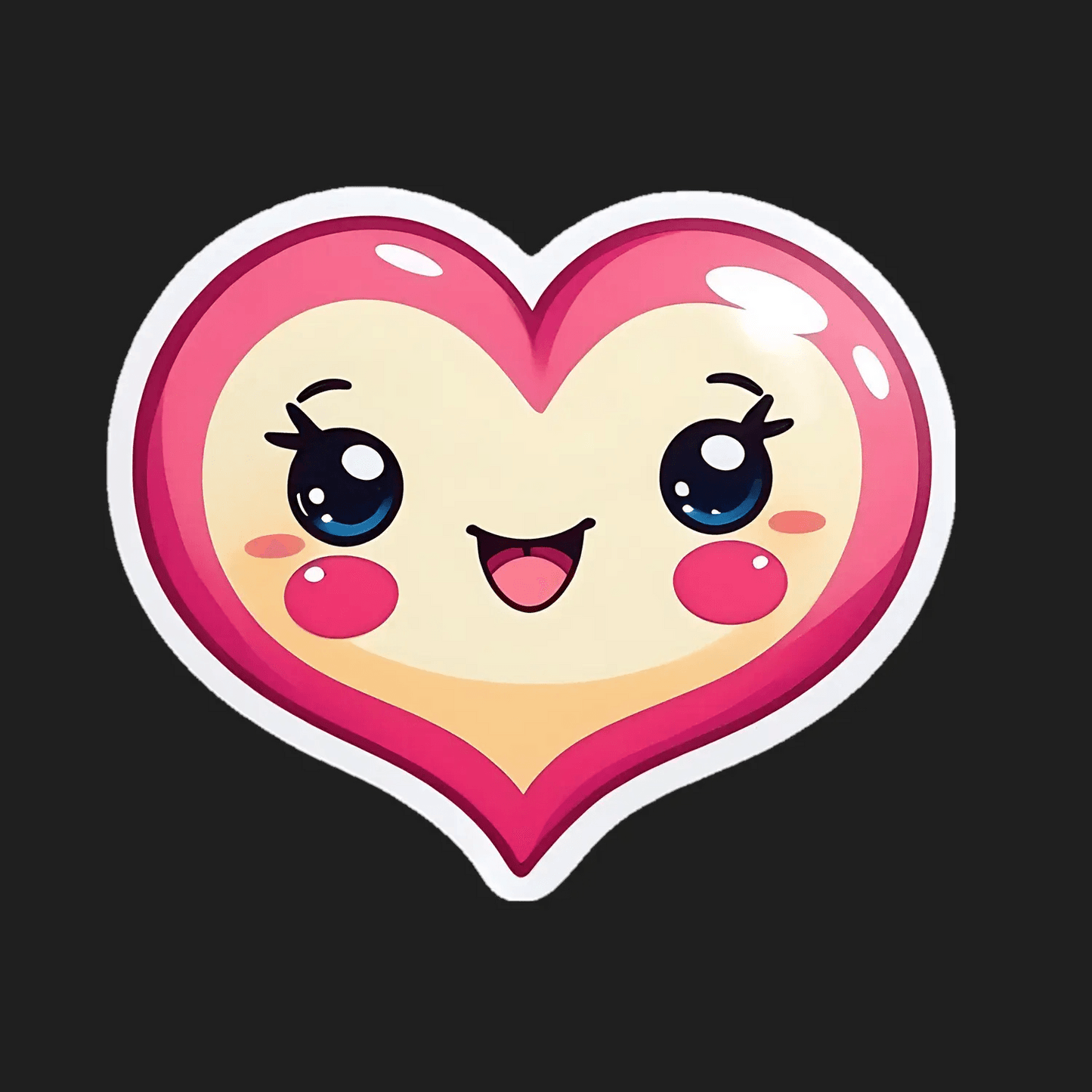 Cute Heart Face Sticker - UV DTF Sticker - Heat Press Transfer