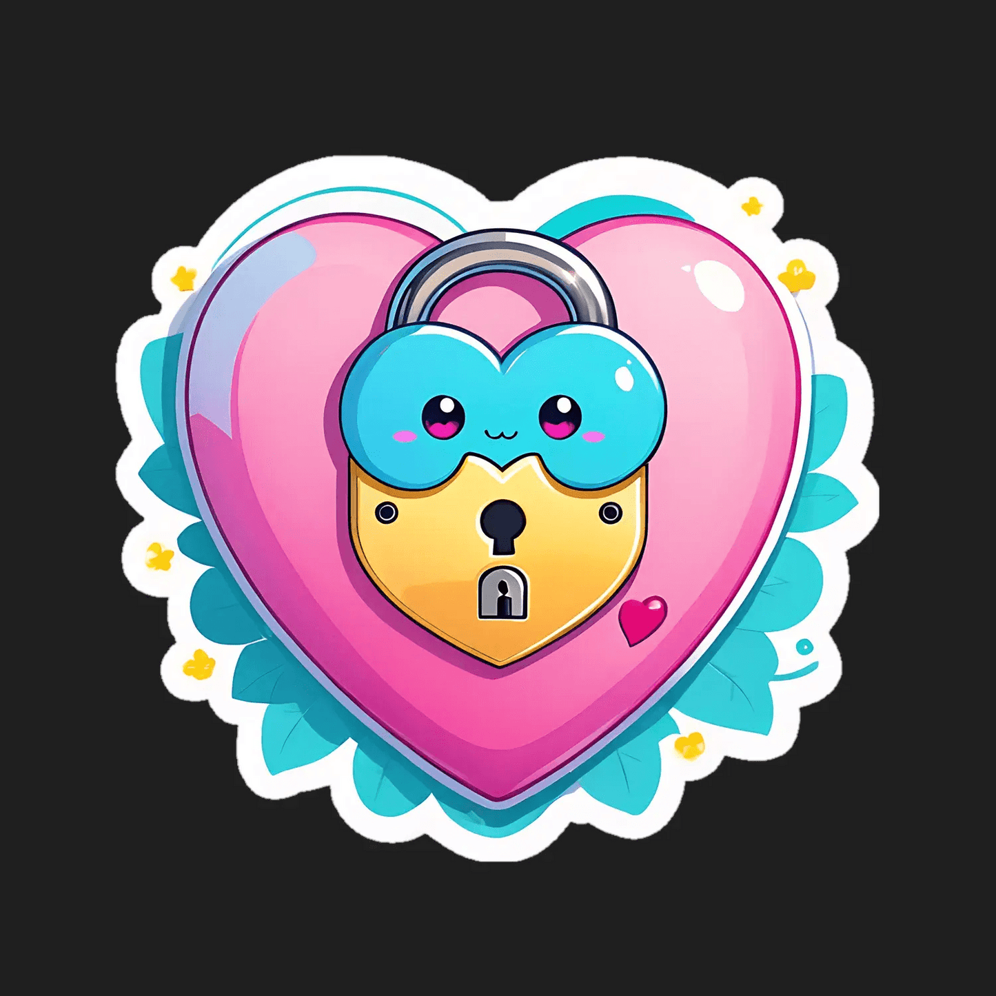 Cute Heart Lock - Sticker - Heat Press Transfer