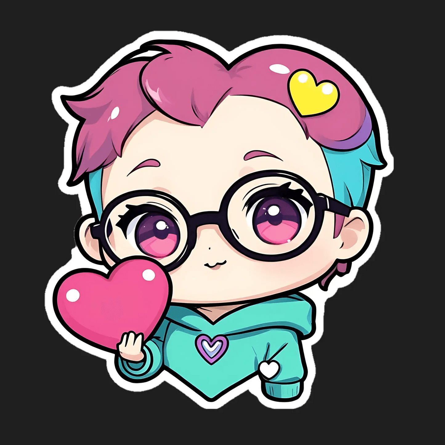Cute Heart Love - Sticker - Heat Press Transfer