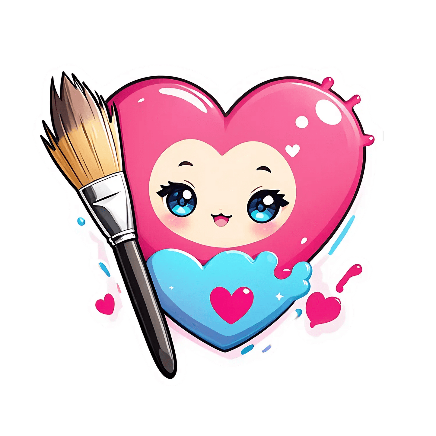 Cute Heart Paintbrush - Artistic Sticker - Heat Press Transfer