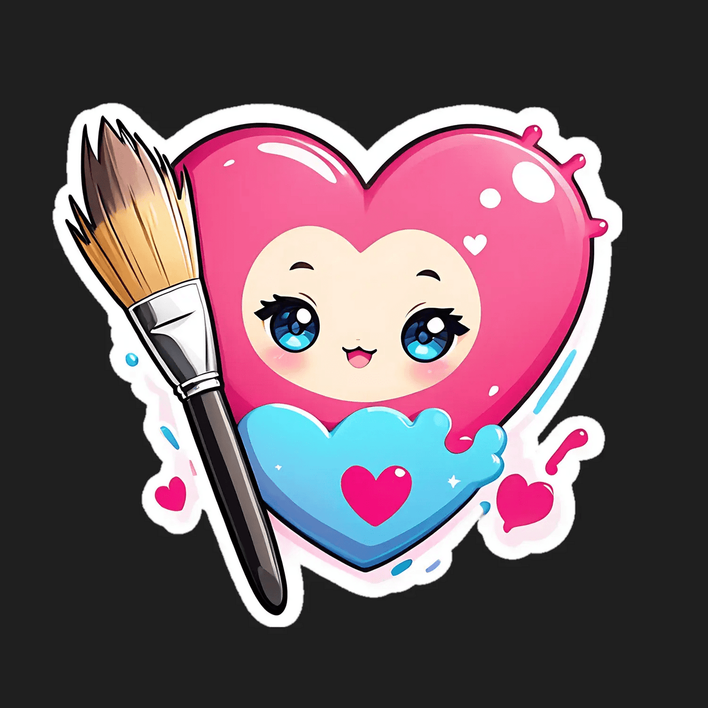 Cute Heart Paintbrush - Artistic Sticker - Heat Press Transfer