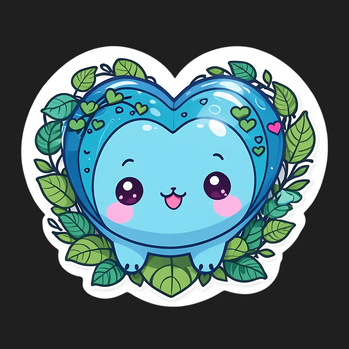 Cute Heart Sticker - Adorable Blue Design - Heat Press Transfer
