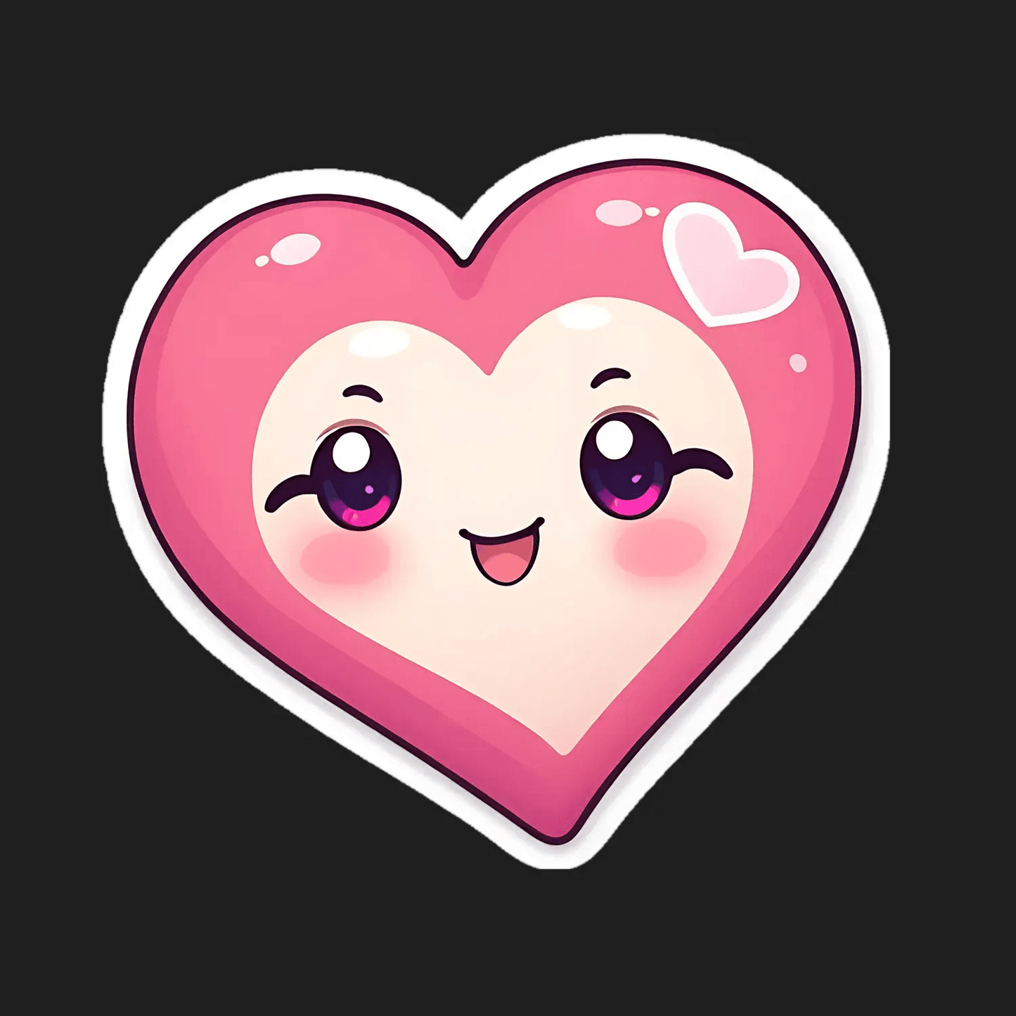 Cute Heart Sticker - Shimmering Pink Love Design - Heat Press Transfer