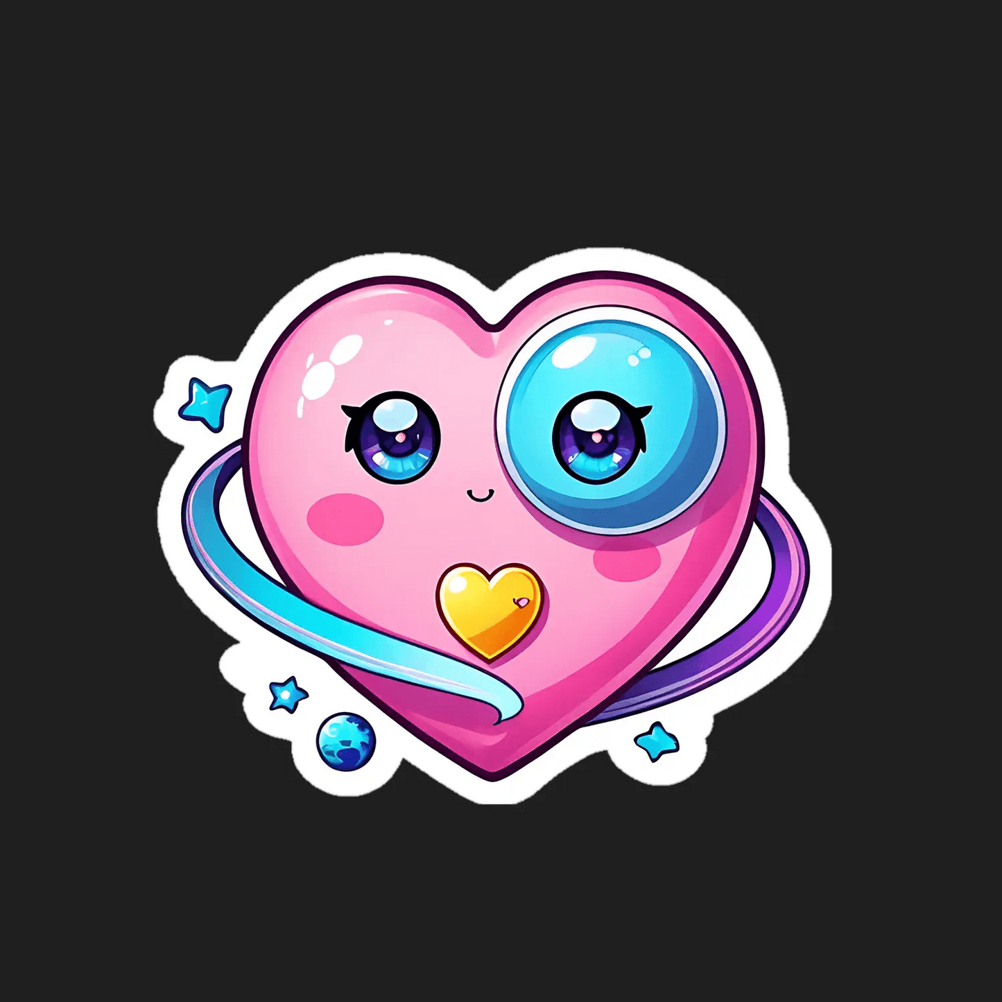 Cute Heart Sticker - Vibrant UV DTF - Heat Press Transfer