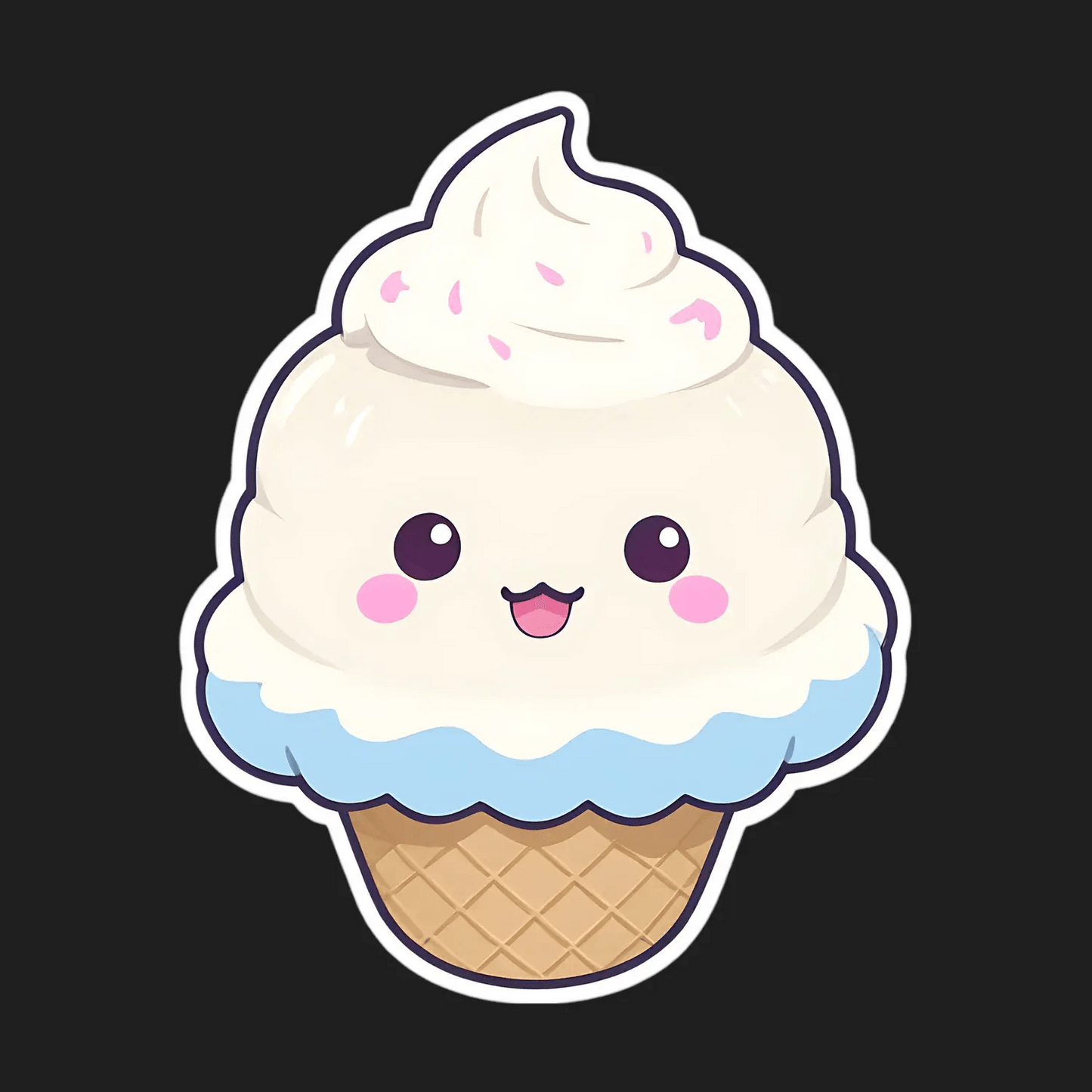 Cute Ice Cream Cone - Sticker - Heat Press Transfer