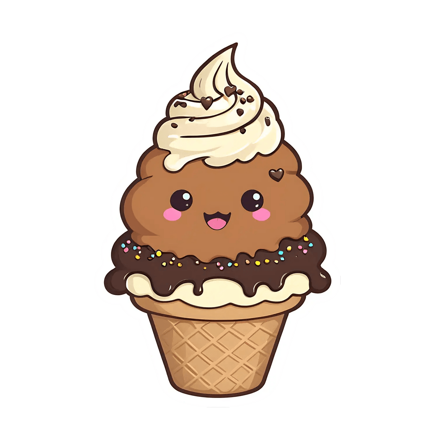 Cute Ice Cream - Sticker - Heat Press Transfer