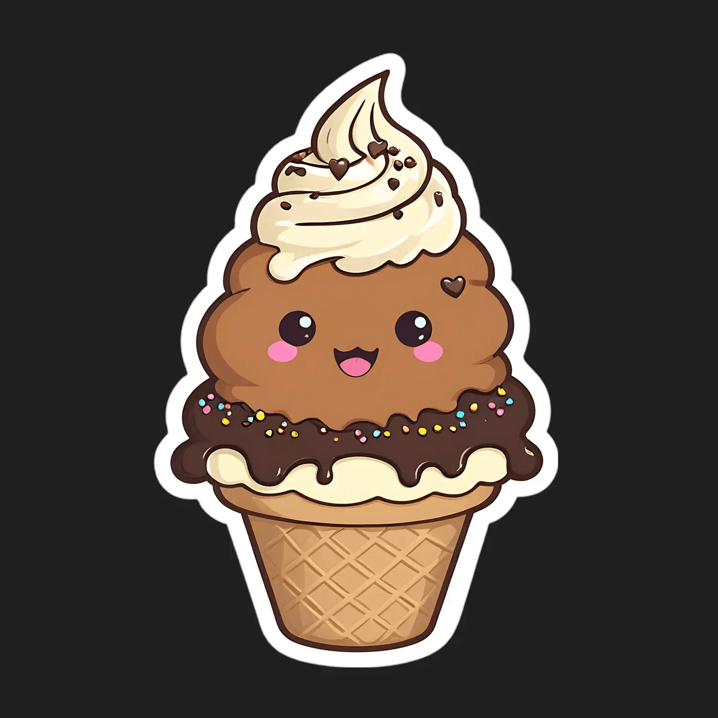 Cute Ice Cream - Sticker - Heat Press Transfer