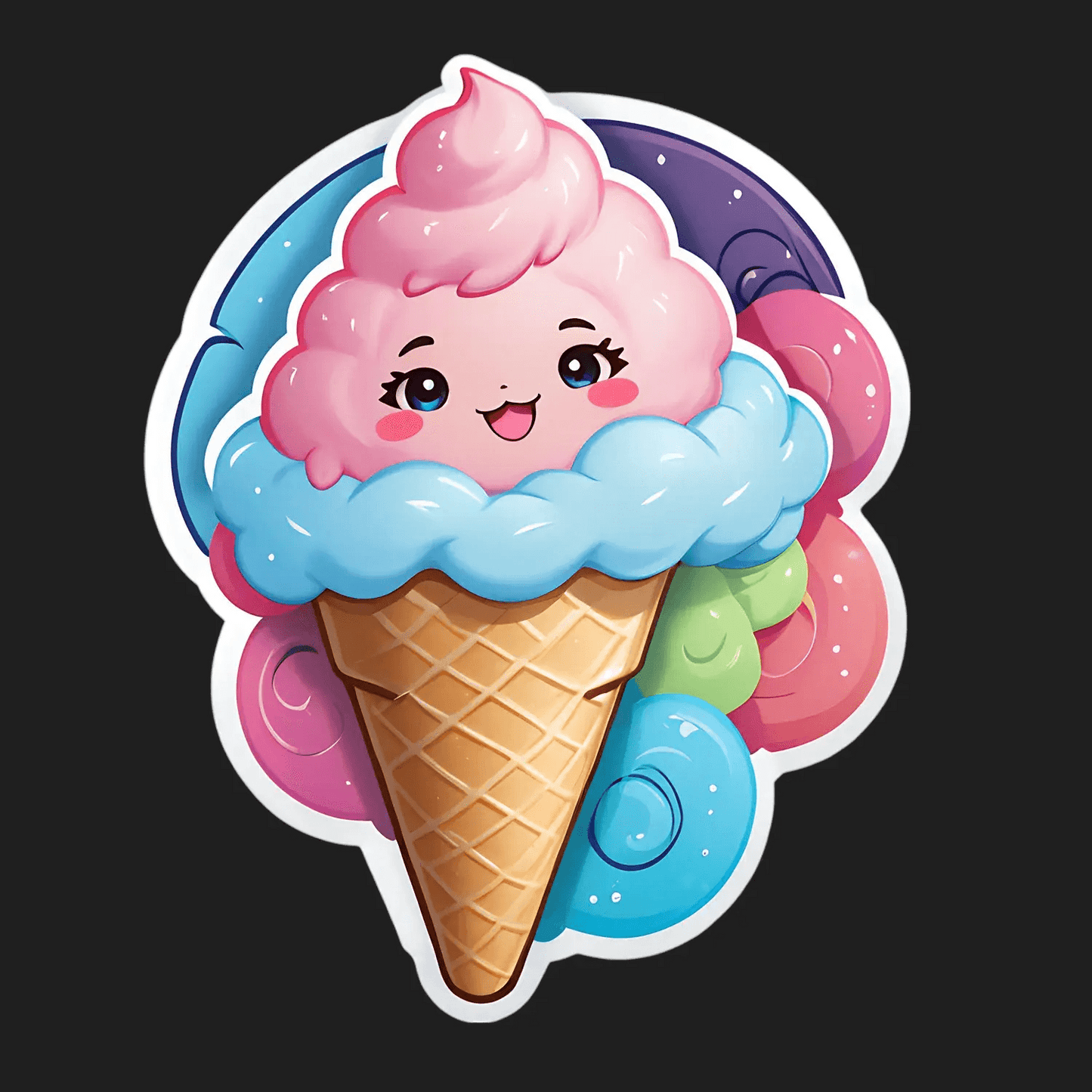 Cute Ice Cream - Vinyl Sticker - Heat Press Transfer
